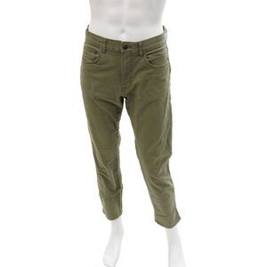 Lefties Mens Ankle Cropped Khakis Green Button Cotton Stretch Size 40
